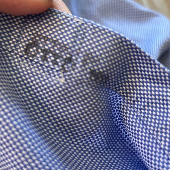 Peter Millar Nonoluxe 100% Cotton Blue Button-Down Large Tall - Picture 5 of 5